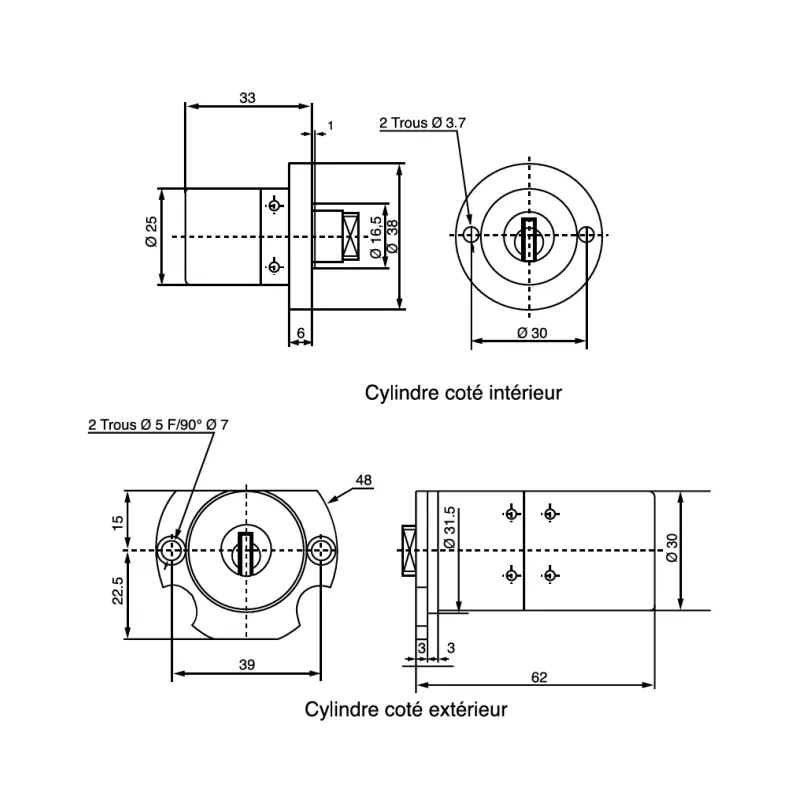 Jeu de cylindres Bricard Chifral S2 en remplacement Bricard Supersurté