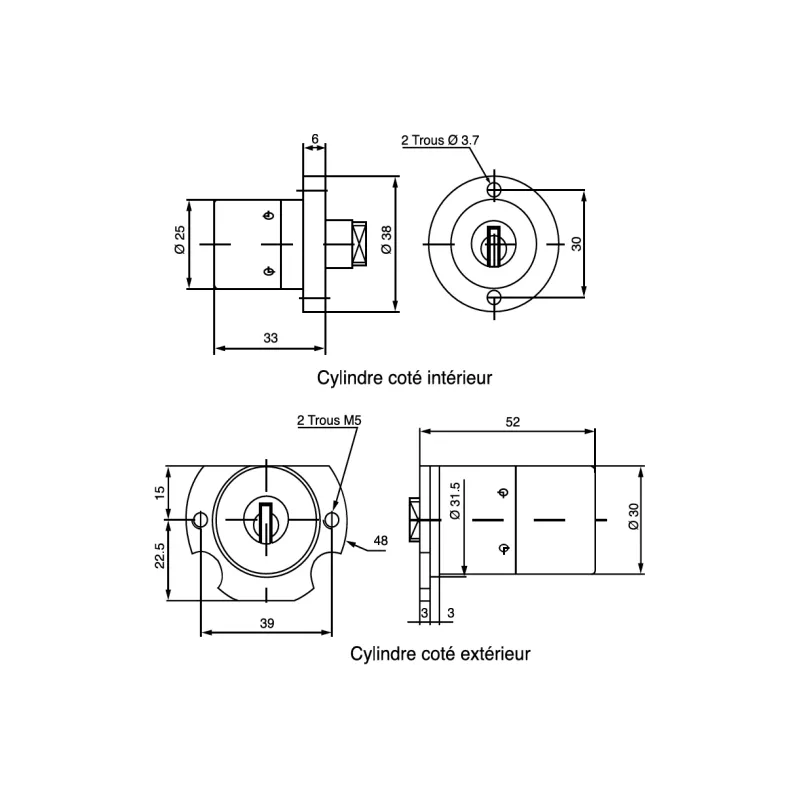 Jeu de cylindres Bricard Chifral S2 en remplacement Bricard Supersurté