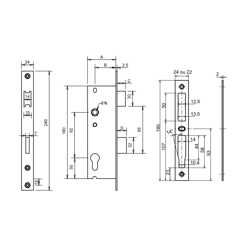 Bricard 5902 recessed lock