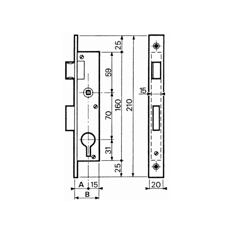 Bricard 5348 1-point roller bolt lock