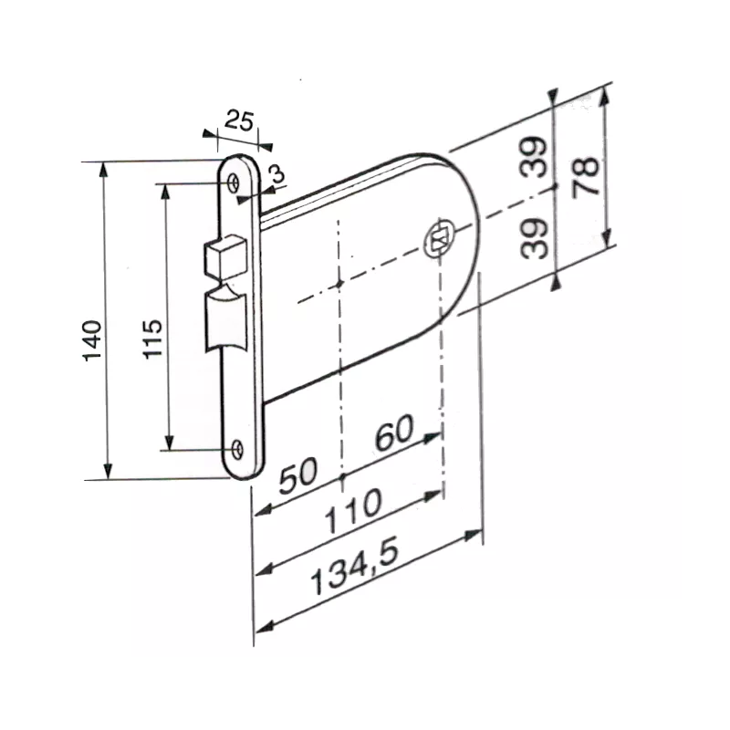 Bricard flush-mounted lock Axis 110 mm