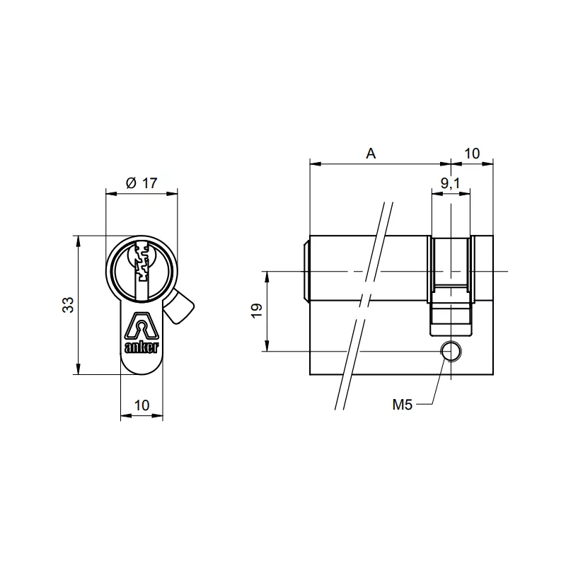 ANKER Infinity 9100 Lock half-cylinder