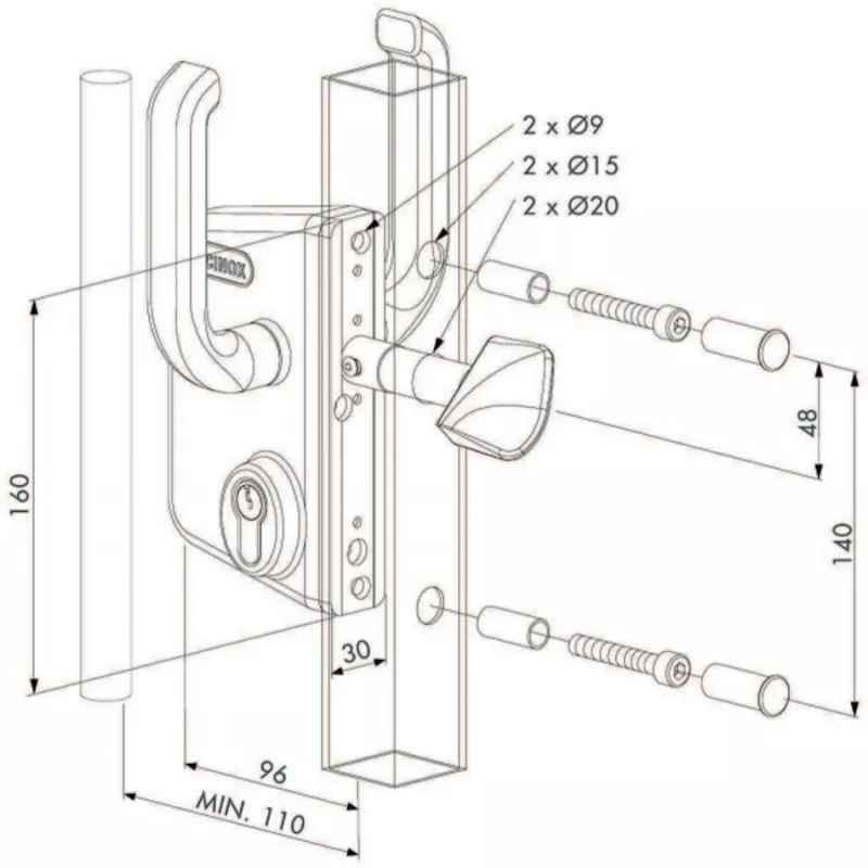 Serrure pour portail coulissant Locinox