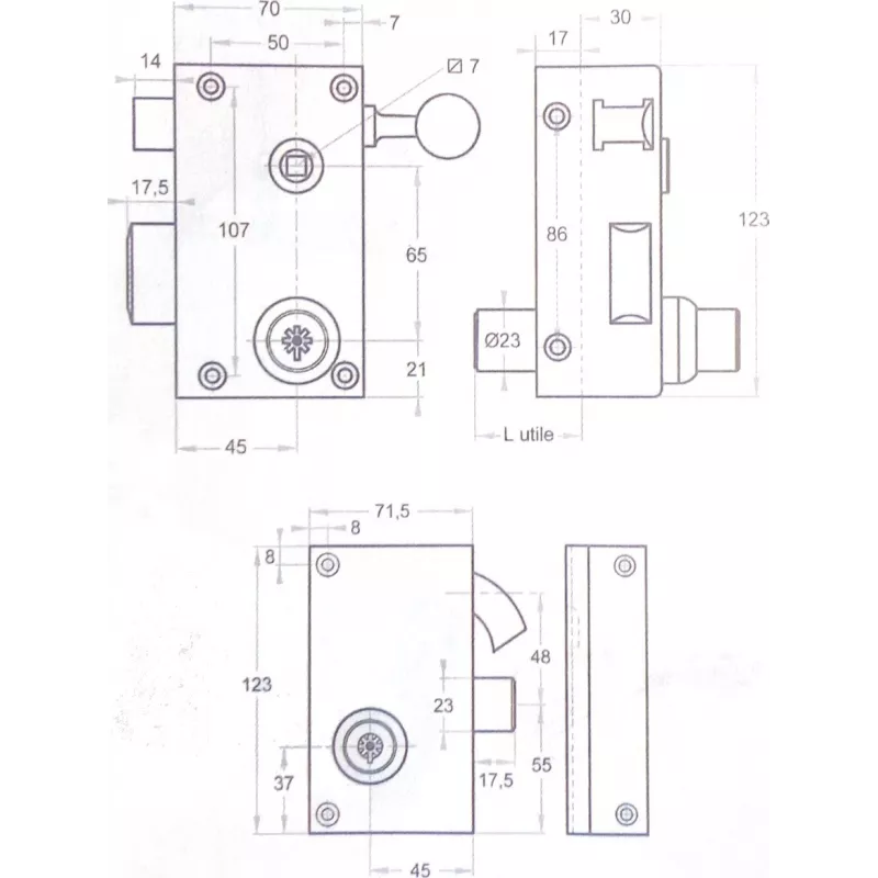 Vertical lock 1 point Pollux 7000 and 5 wings