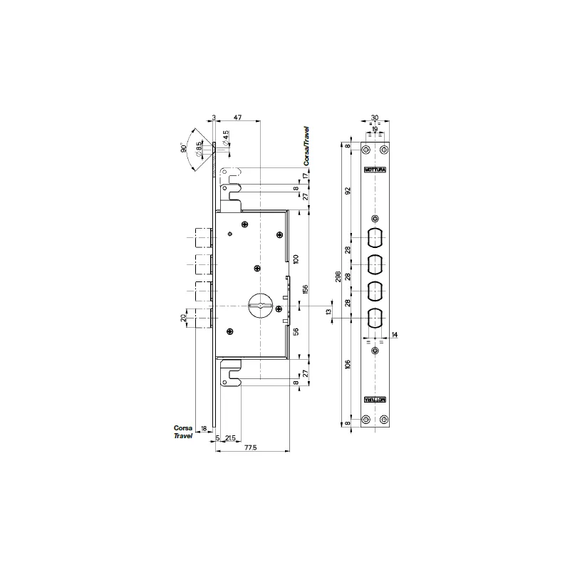 Lock mechanism Mottura 72.130