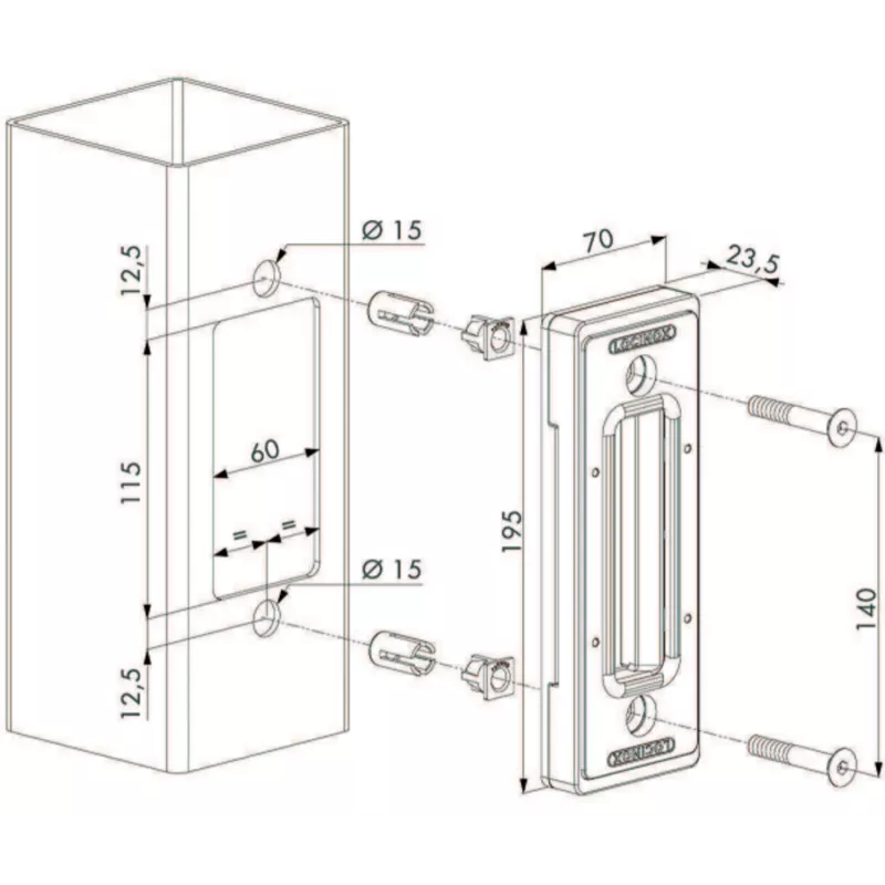 Gâche pour serrrure Locinox portail coulissant