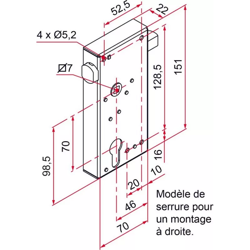 Thirard - Serrure de portail en applique série GE