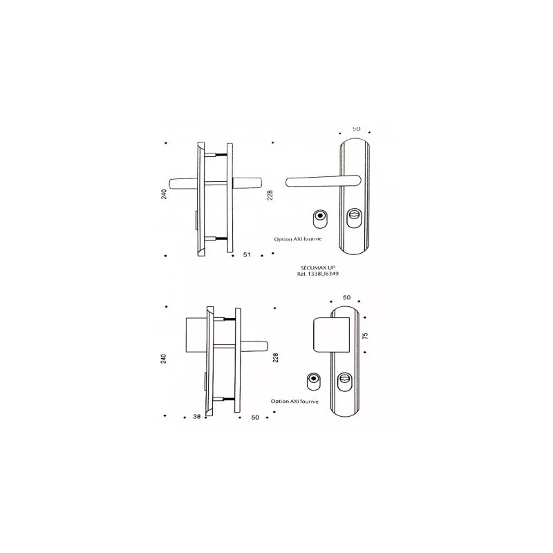 Armored handle "Secumax One" for Fichet Stylea/Forstyl+