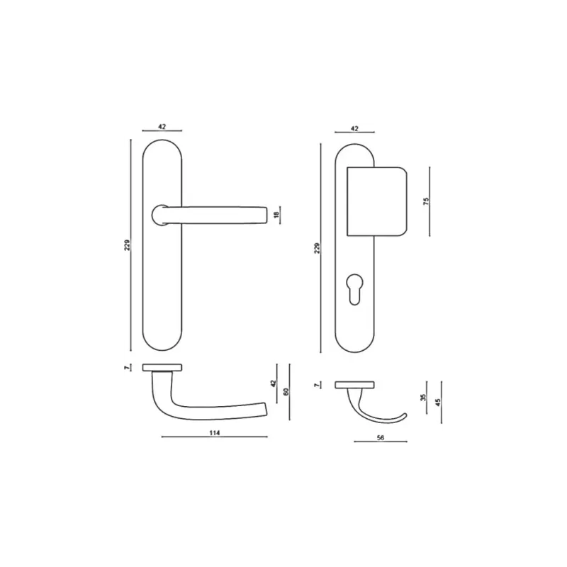 Logio handle set for Fichet Stylea and Forstyl+ doors