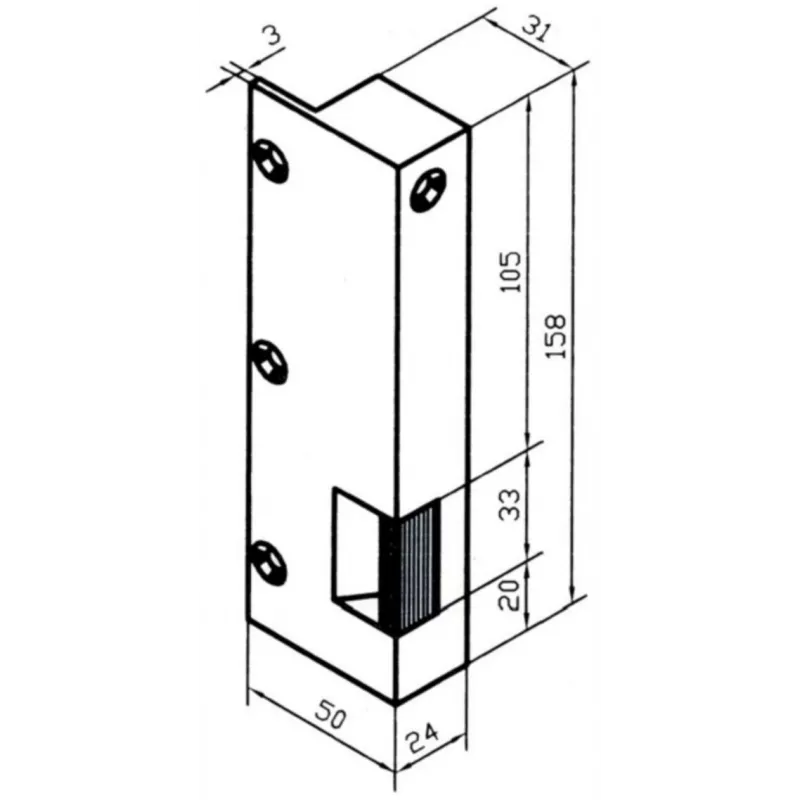 Electric strike 158 x 24 mm - Beugnot number 12