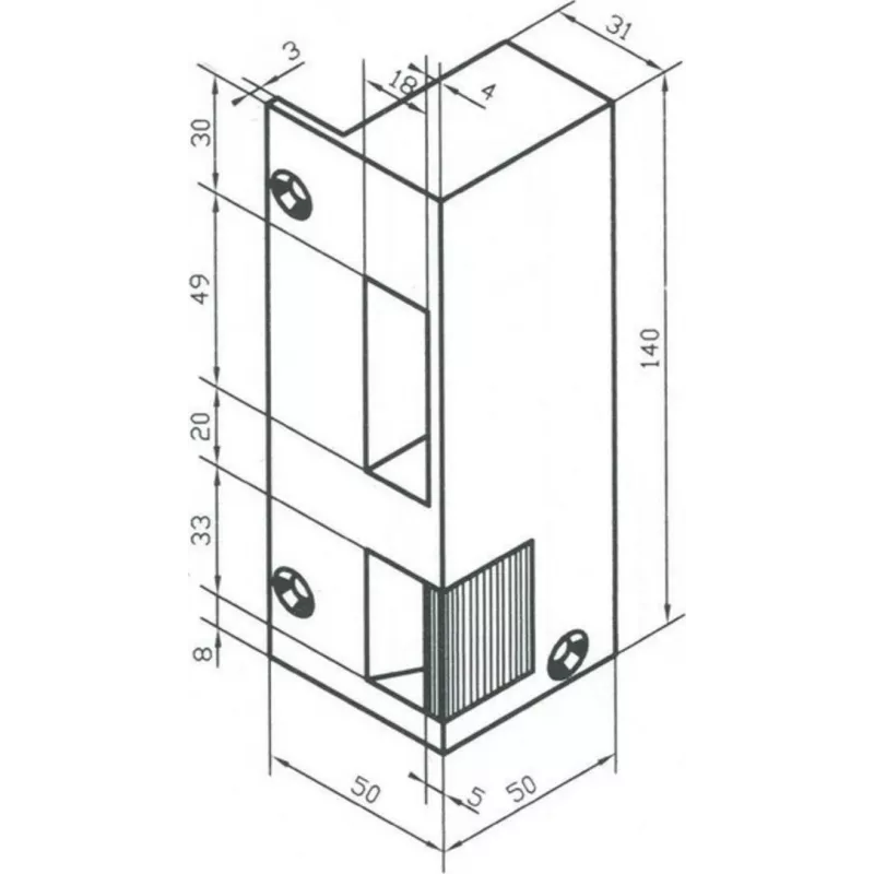 Gâche électrique 140 x 50 mm - Beugnot pour Muel 140