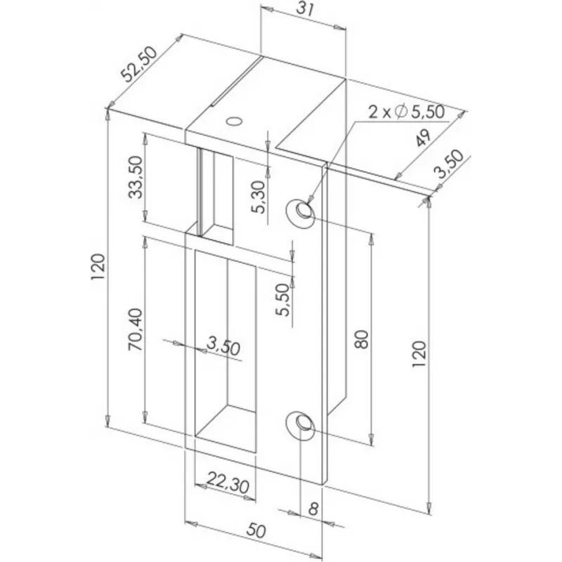 Heracles 120 mm grey electric keeper for vertical lock