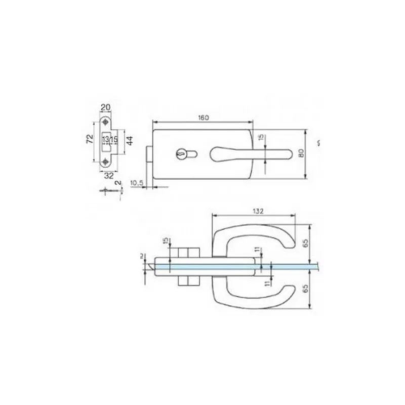 Stremler Lagune 4300 Middle lock for glass door