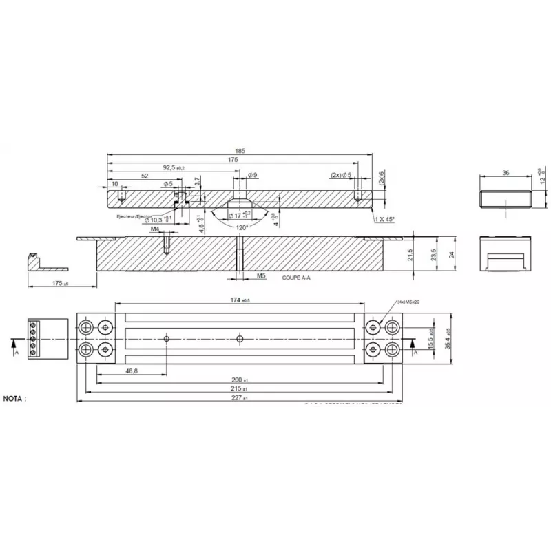 Ventouse 300kg NFS BVM335N avec signal - EFF