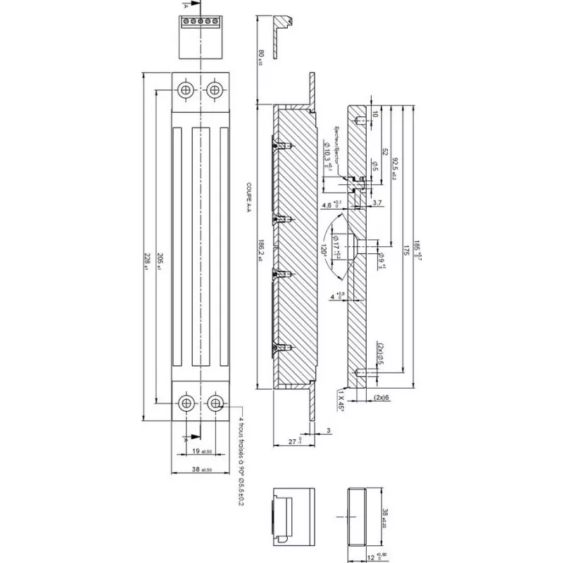 Ventouse 300kg NFS avec signal - EFFEFF BVM338N