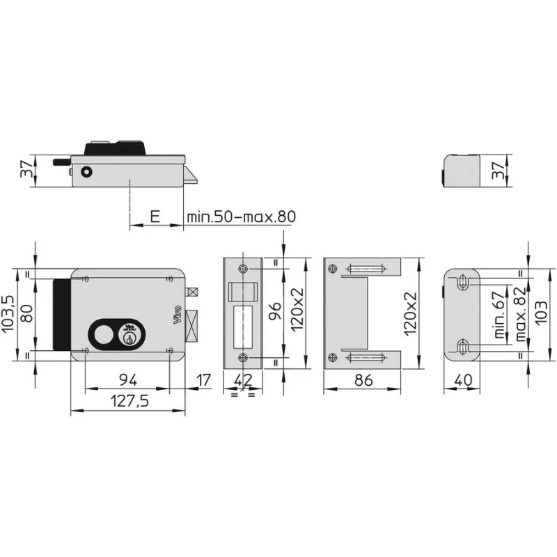 Viro V97 electric lock with internal button