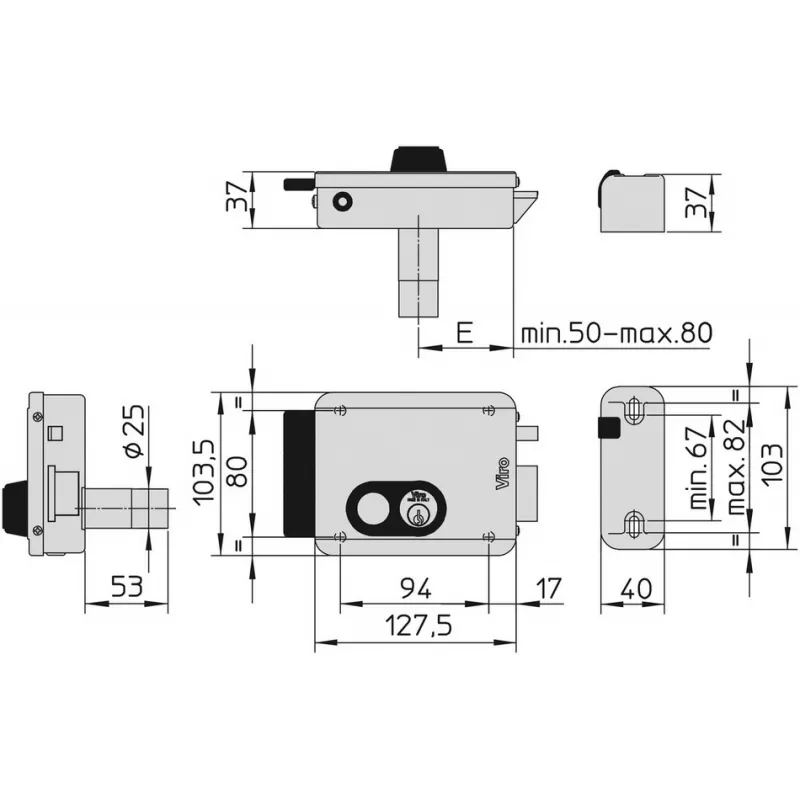 Viro V97 electric lock with internal button