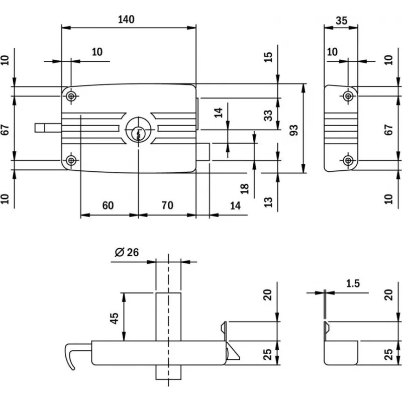 ISEO City Horizontal pull lock