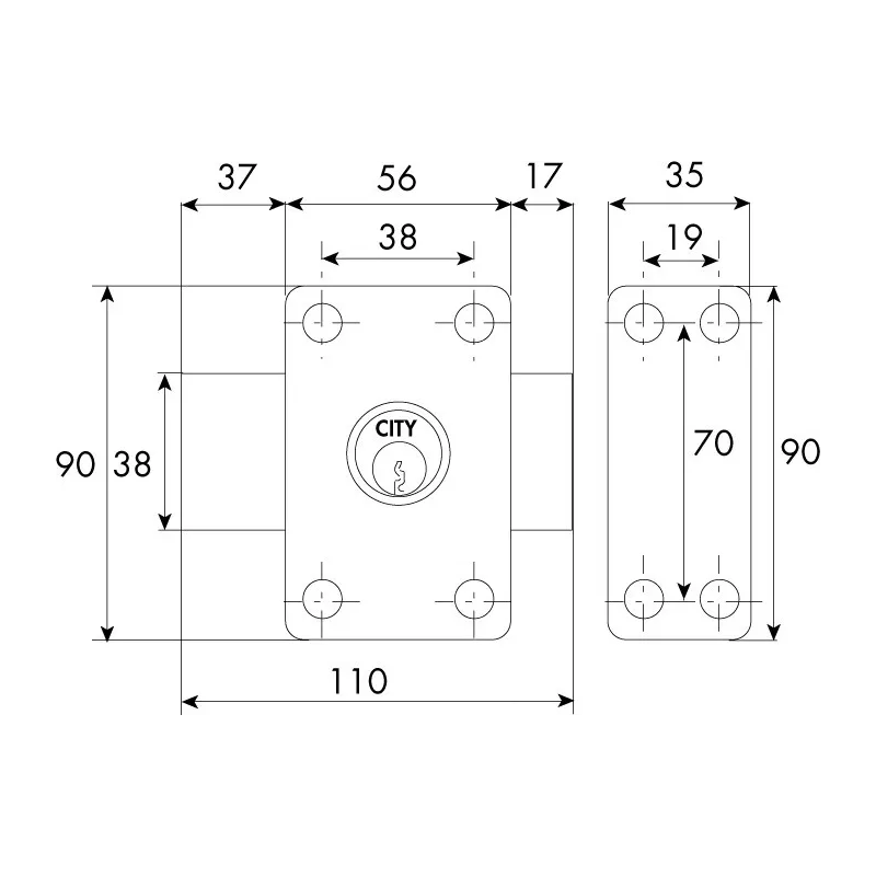 Verrou double entrée ISEO CITY 26