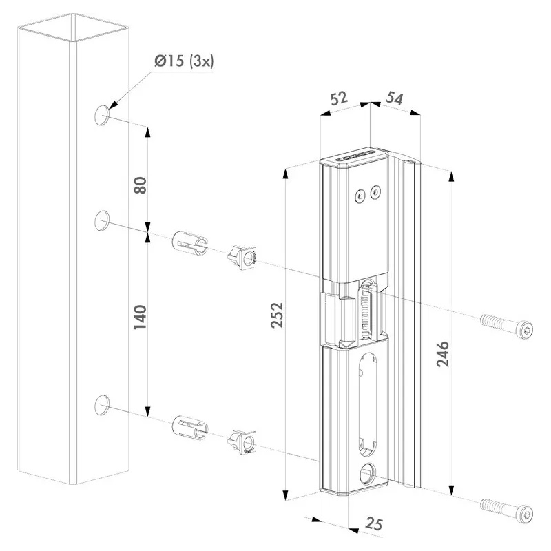 Gâche électrique LOCINOX Modulec-SA 12-24V AC-DC