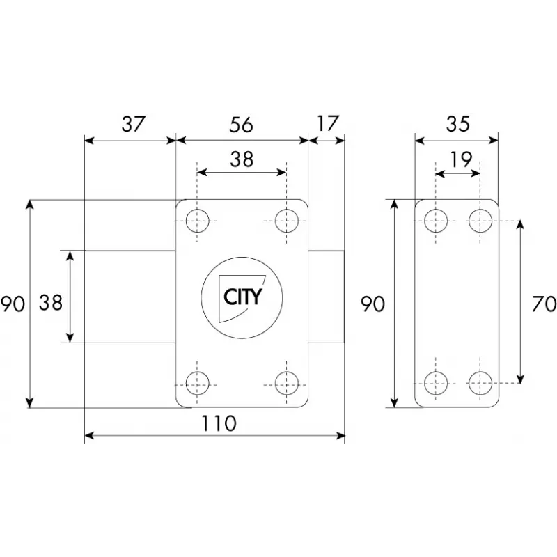 Verrou à bouton ISEO City 26