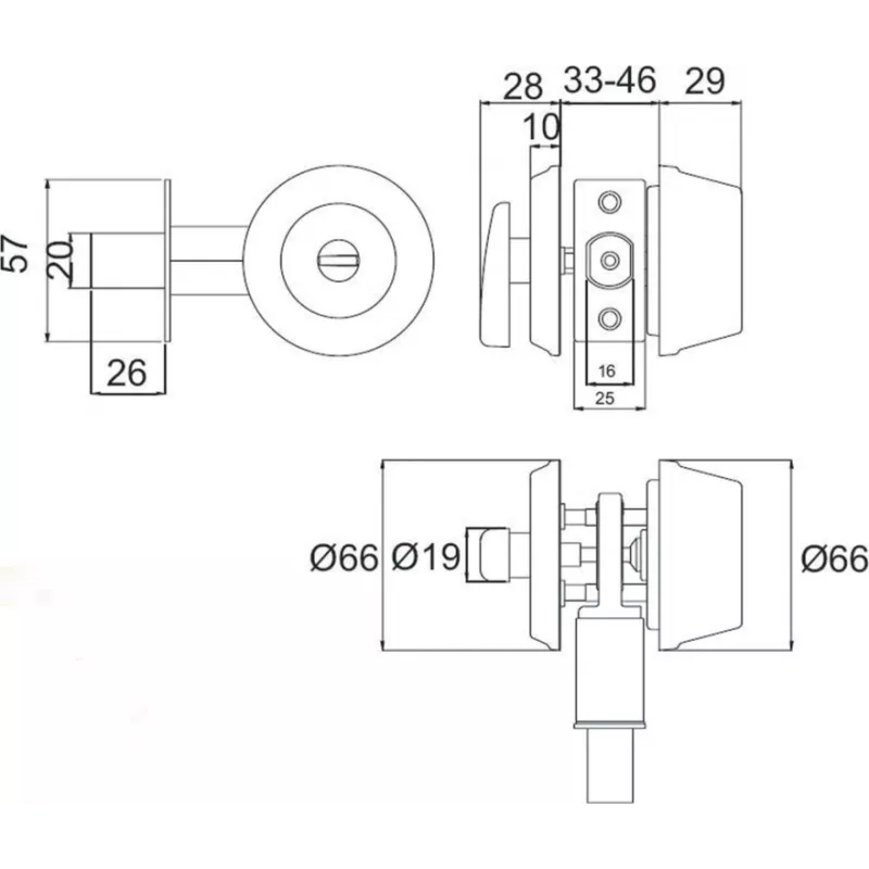 Tesa Tubular larding double key entry lock