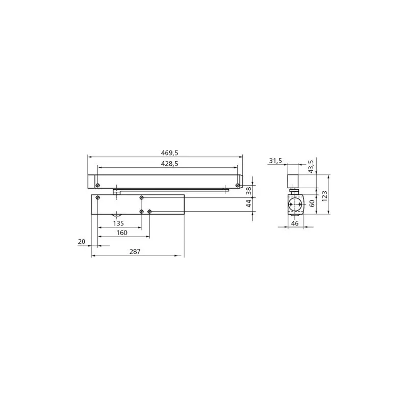 Sliding arm for GEZE TS5000L