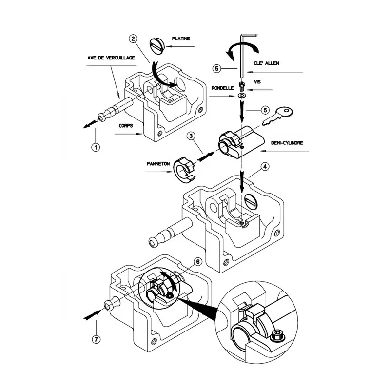 VIRO Condor européen cylinder Metal Curtain lock