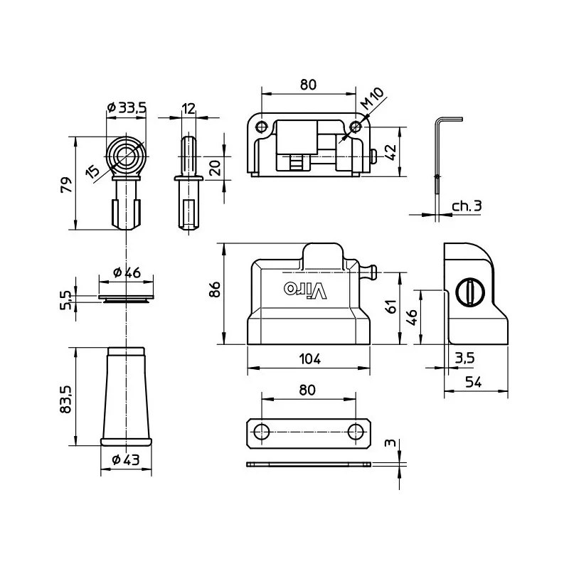 VIRO Condor européen cylinder Metal Curtain lock