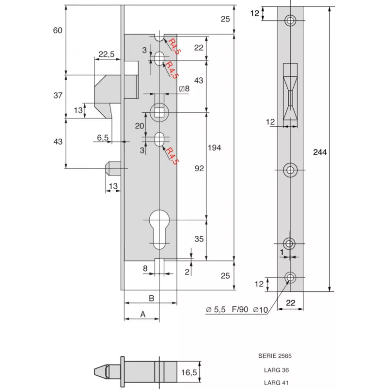 Serrure pour porte basculante Stremler 2565