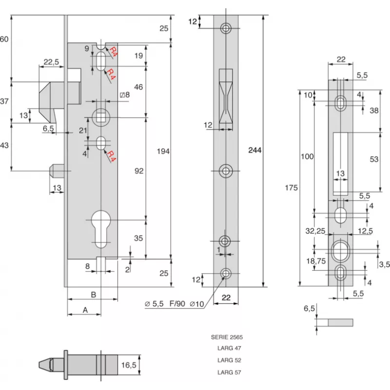 Stremler 2565 lock for sliding door