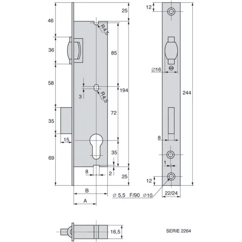 Stremler 2264 single point lock with rolling bolt