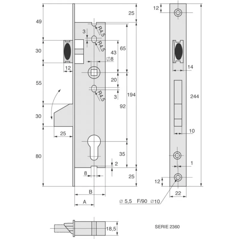 Stremler 2360 lock with tilting deadbolt