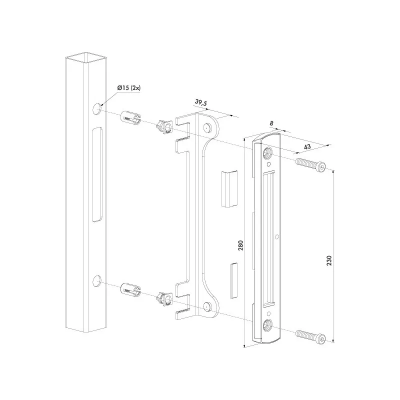 Gâche pour LOCINOX Fortylock, Fiftylock, Sixtylock