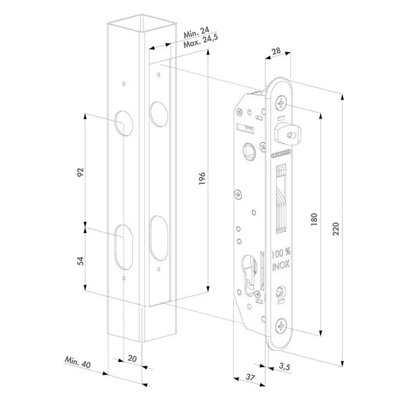 Serrure pour portail battant LOCINOX Fortylock