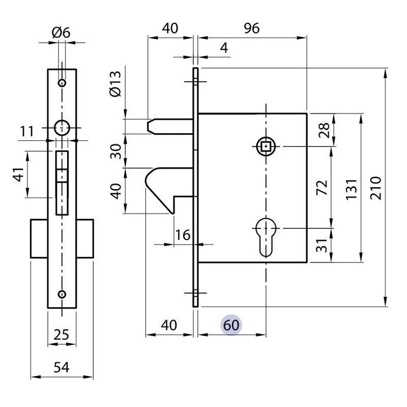 IBFM 447 lock with hook for sliding gate
