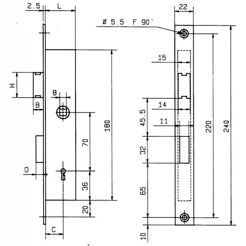 Serrure 1 point Métalux série 2
