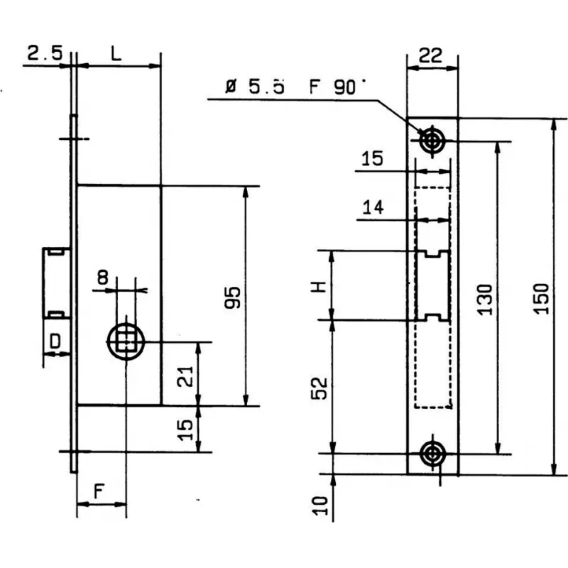 Metalux 20 series lock with latch bold only