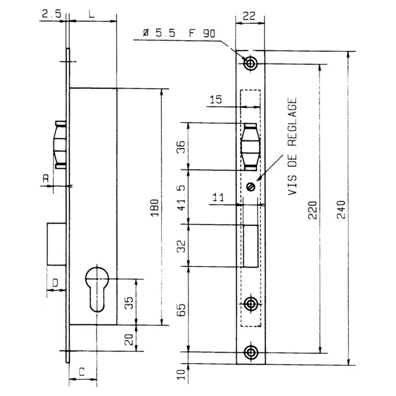 Serrure 1 point Métalux série 8