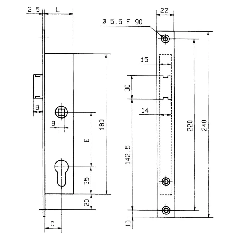Metalux series 9 Half-turn lock only