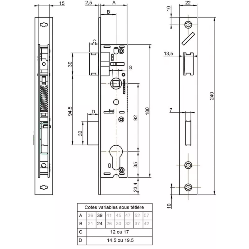 Serrure 1 point Métalux série 780