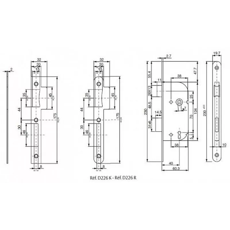 Vachette D226 single point lock with grooved key