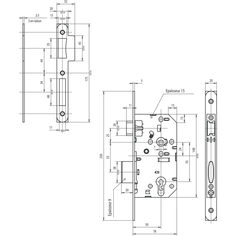 Vachette D451 lock with grooved key