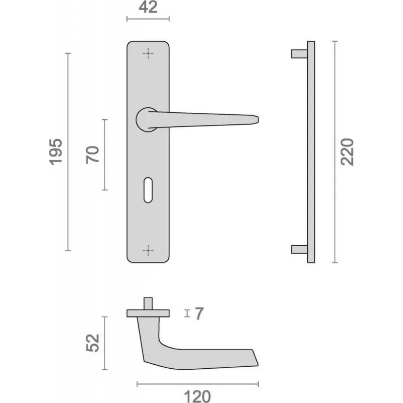 Heracles Hionna Home handle set on aluminium plates