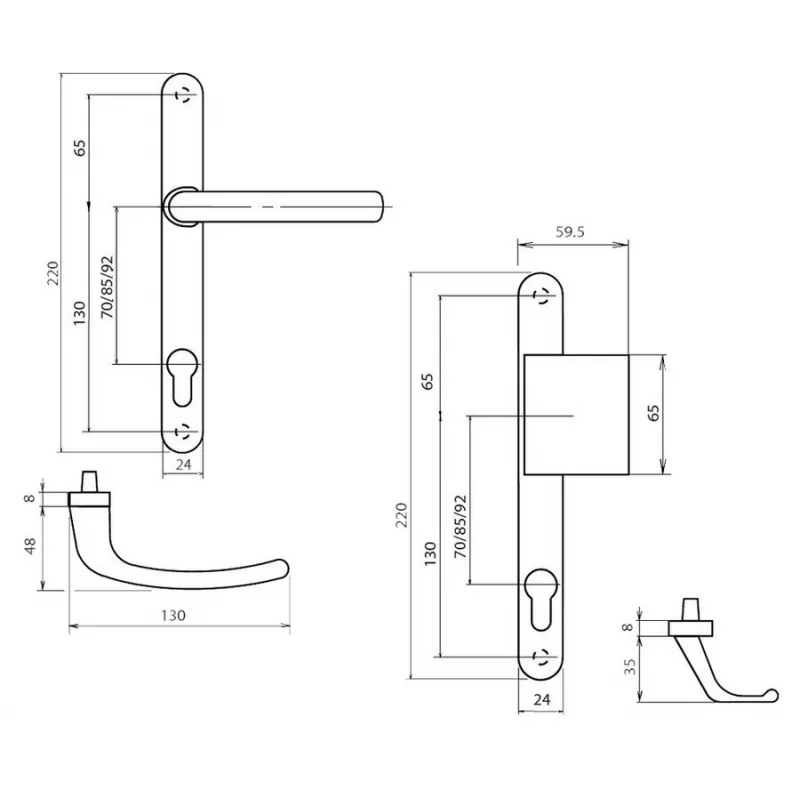 Sofi pull + crutch handle for metallic woodwork