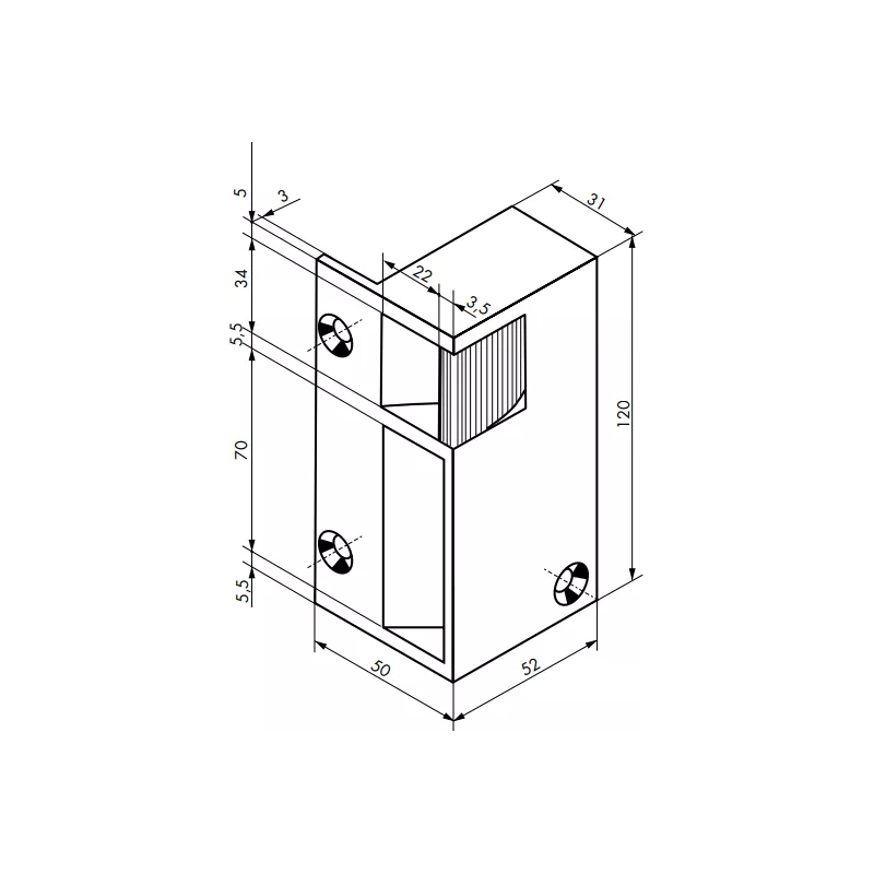 Gâche électrique verticale en zamak Bricard
