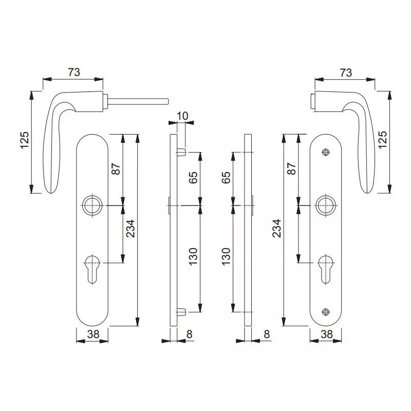 HOPPE Verona on plate Double crutches door handle