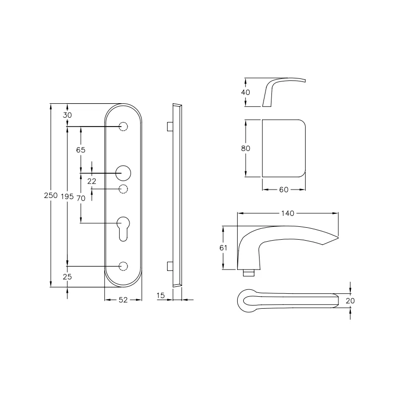 Normbau Seku 2 landing handle set