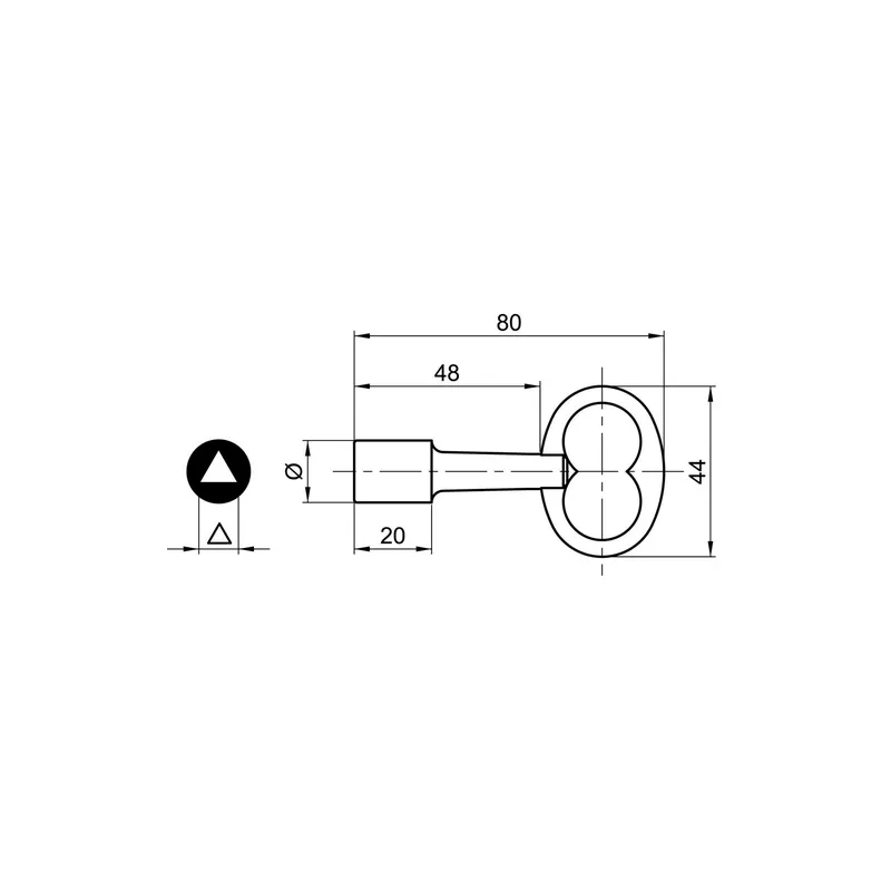 Clé triangle femelle 11 mm type "EDF"
