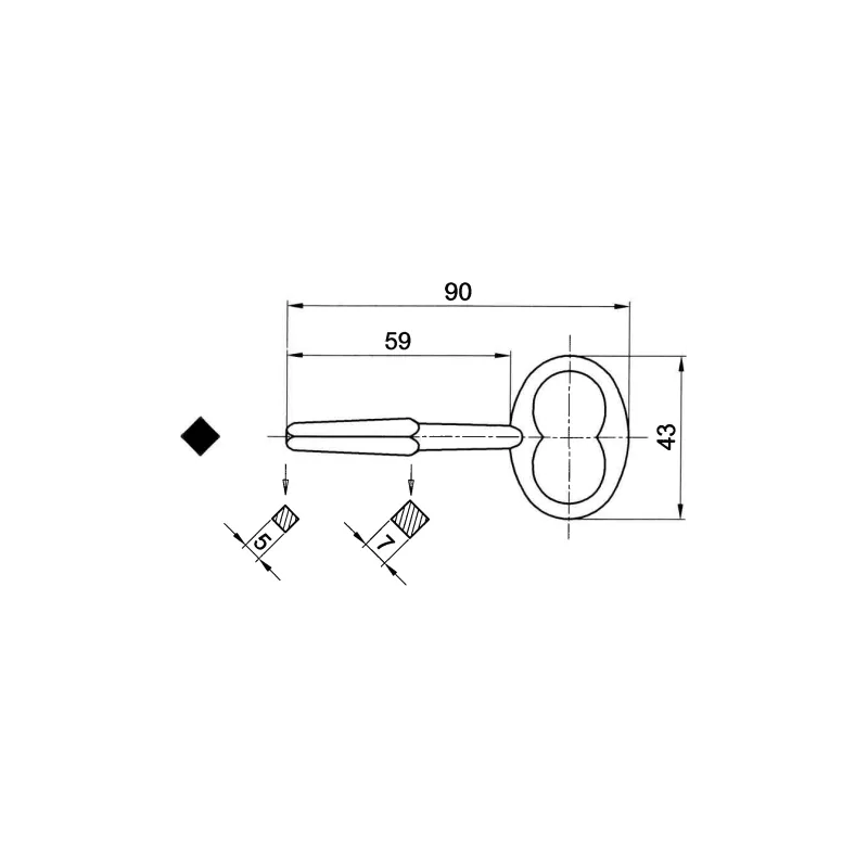 Male conical square wrench